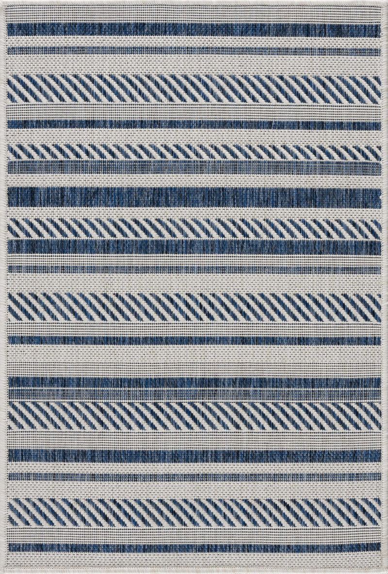 Modern Contemporary Blue and Ivory Stripes Multi Size Area Rug - The Rug Decor