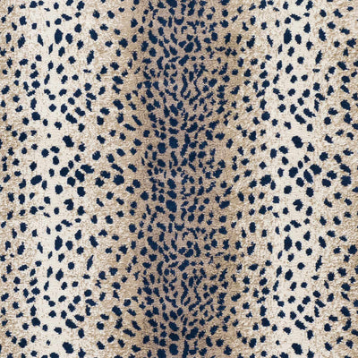 Modern Contemporary Blue, Beige and Camel Leopard Print Medium Pile Area Rug - The Rug Decor