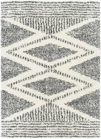 Modern Contemporary Charcoal and Ivory Geometric design Plush pile Area Rug - The Rug Decor