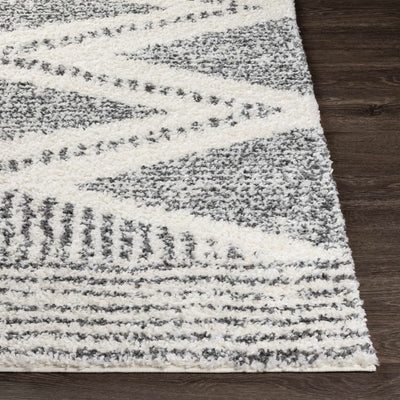 Modern Contemporary Charcoal and Ivory Geometric design Plush pile Area Rug - The Rug Decor