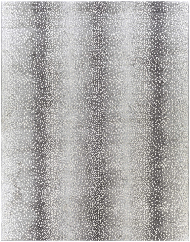 Modern Contemporary Charcoal, Gray and Ivory Leopard Print Low Pile Area Rug - The Rug Decor