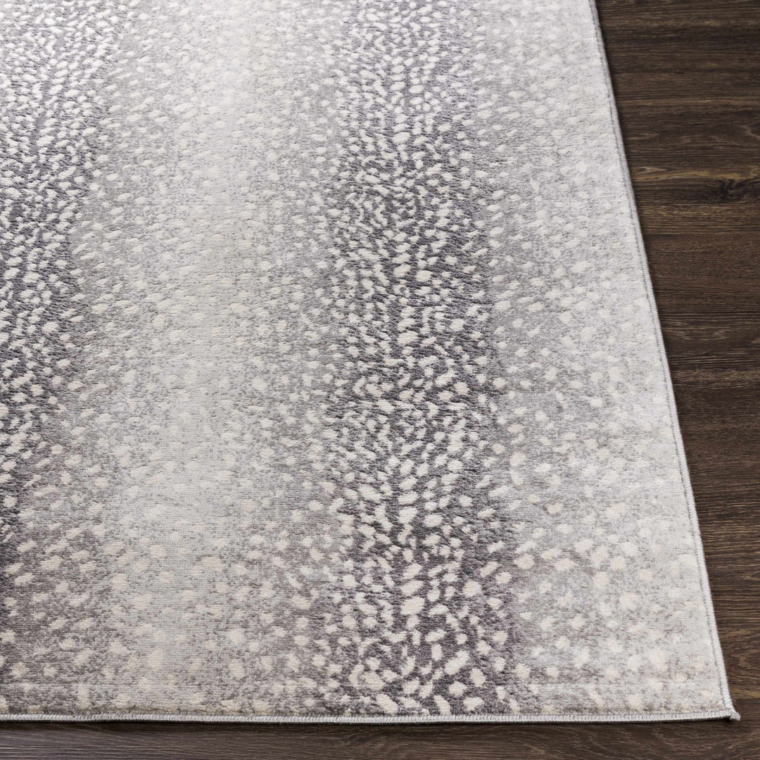 Modern Contemporary Charcoal, Gray and Ivory Leopard Print Low Pile Area Rug - The Rug Decor