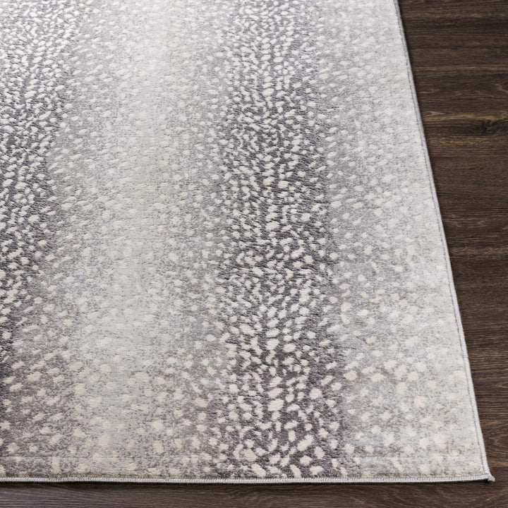 Modern Contemporary Charcoal, Gray and Ivory Leopard Print Low Pile Area Rug - The Rug Decor