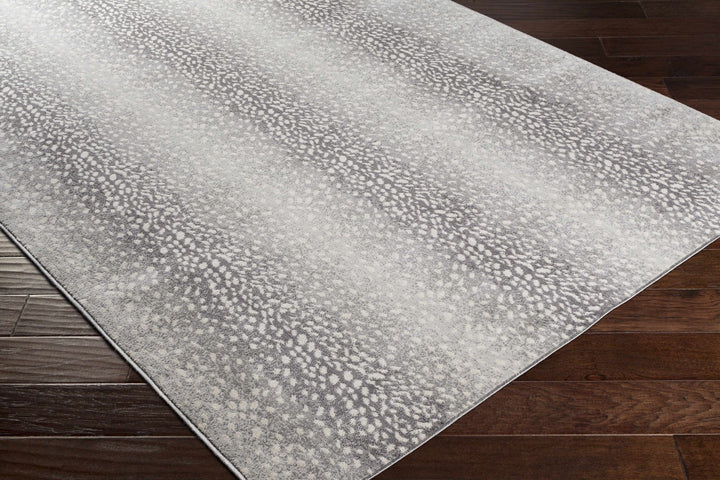 Modern Contemporary Charcoal, Gray and Ivory Leopard Print Low Pile Area Rug - The Rug Decor