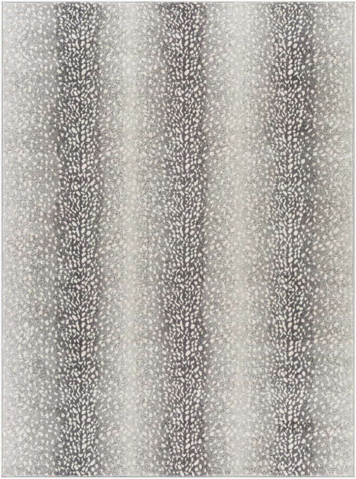 Modern Contemporary Charcoal, Gray and Ivory Leopard Print Low Pile Area Rug - The Rug Decor