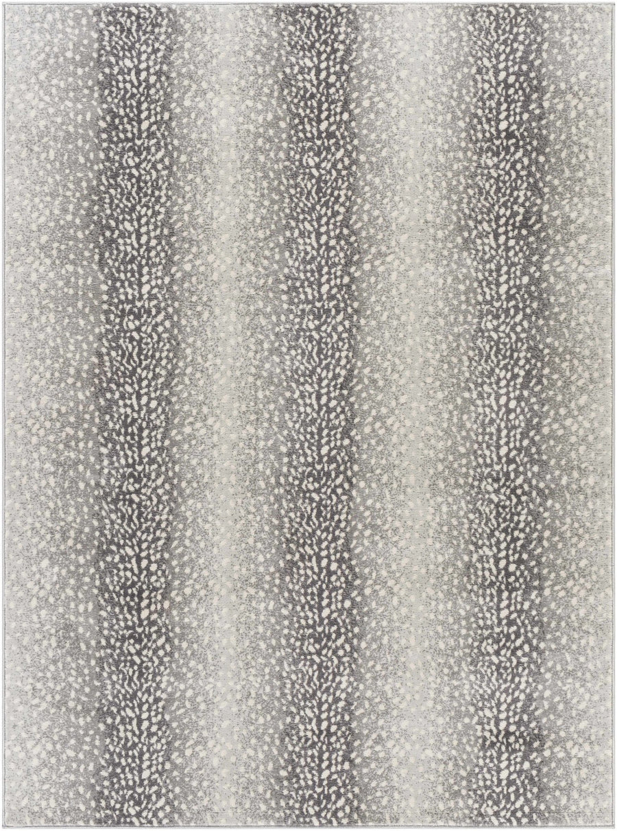 Modern Contemporary Charcoal, Gray and Ivory Leopard Print Low Pile Area Rug - The Rug Decor