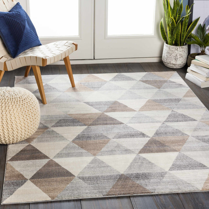 Modern Contemporary Geometric Brown, Beige and Gray Medium pile Area rug - The Rug Decor