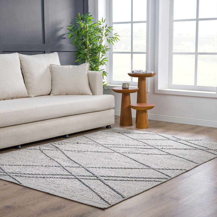 Modern Contemporary Geometrical Gray Outdoor Safe Area Rug - The Rug Decor