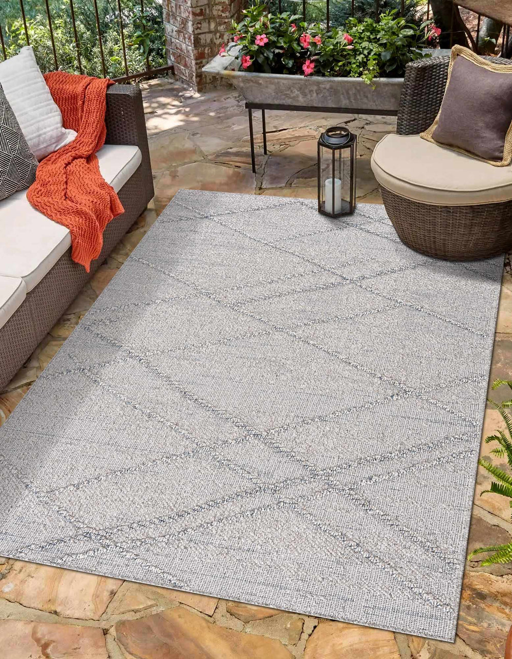 Modern Contemporary Geometrical Gray Outdoor Safe Area Rug - The Rug Decor