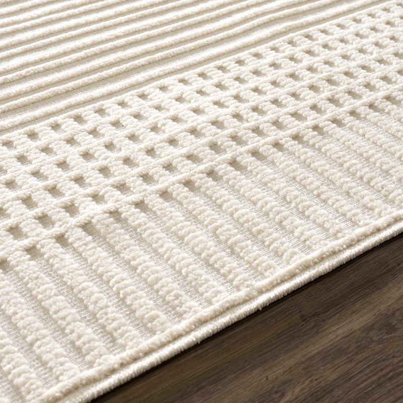 Modern Contemporary Ivory and Beige Medium pile Washable Area Rug - The Rug Decor