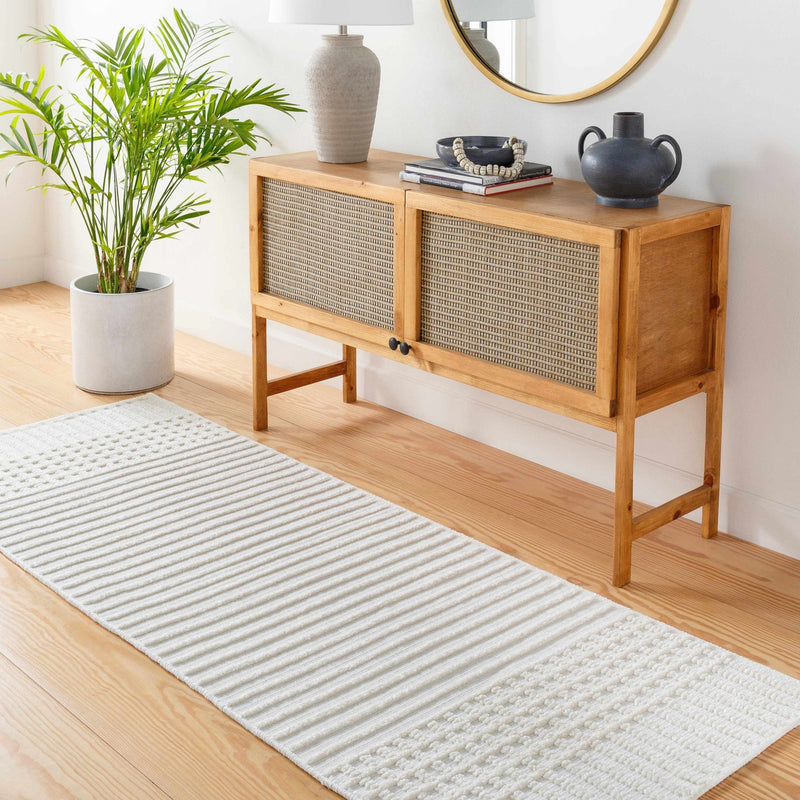 Modern Contemporary Ivory and Beige Medium pile Washable Area Rug - The Rug Decor