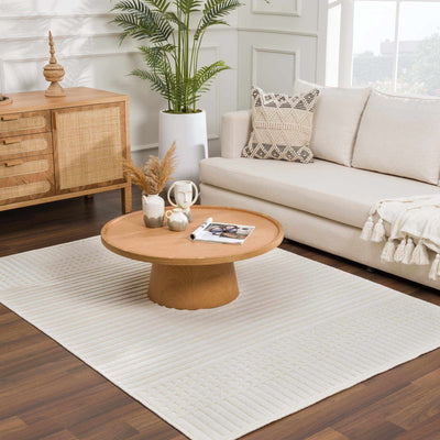 Modern Contemporary Ivory and Beige Medium pile Washable Area Rug - The Rug Decor