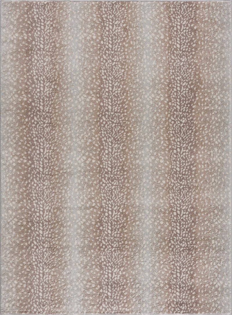 Modern Contemporary Ivory and Brown Leopard Print Medium Pile Area Rug - The Rug Decor