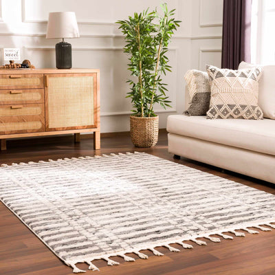 Modern Contemporary Ivory, Black and Gray High Pile Area Rug - The Rug Decor