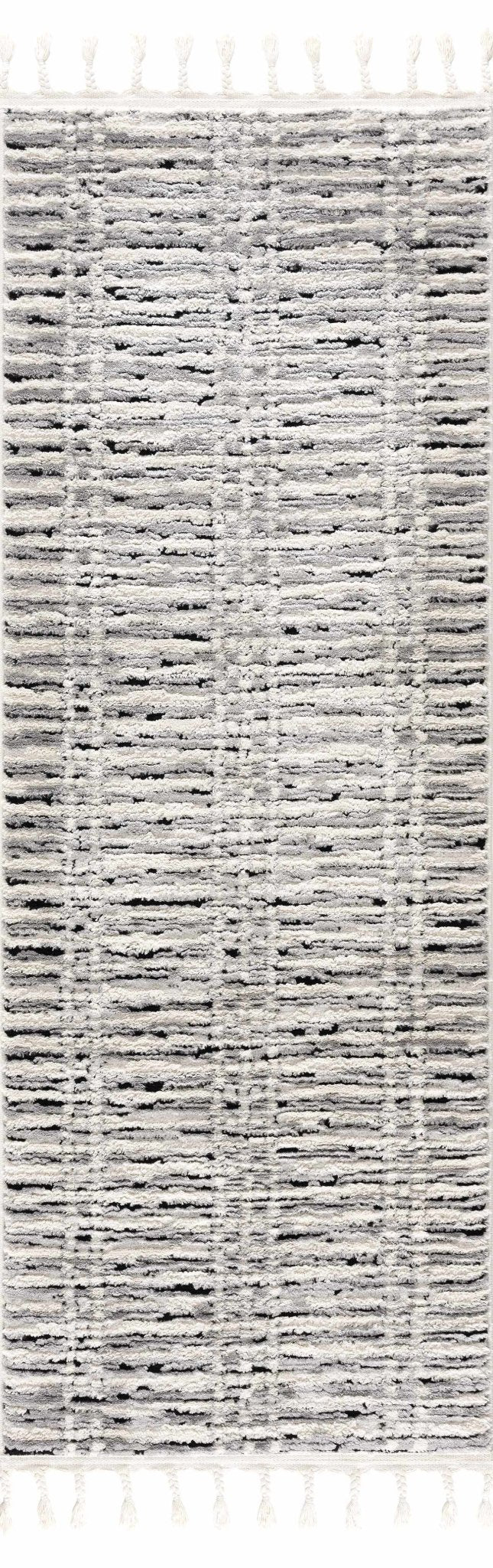 Modern Contemporary Ivory, Black and Gray High Pile Area Rug - The Rug Decor