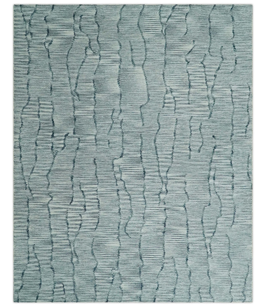 Modern Contemporary Multi Size 6x9, 8x10 and 9x12 Woolen White and Blue Hand Tufted Area Rug | CLO4 - The Rug Decor