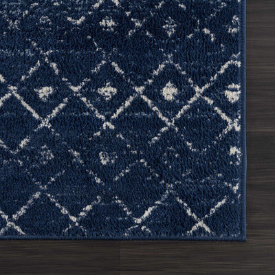 Modern Contemporary Navy and Ivory Low pile Multi size Area Rug - The Rug Decor