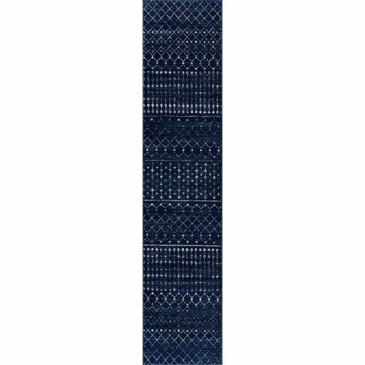 Modern Contemporary Navy and Ivory Low pile Multi size Area Rug - The Rug Decor
