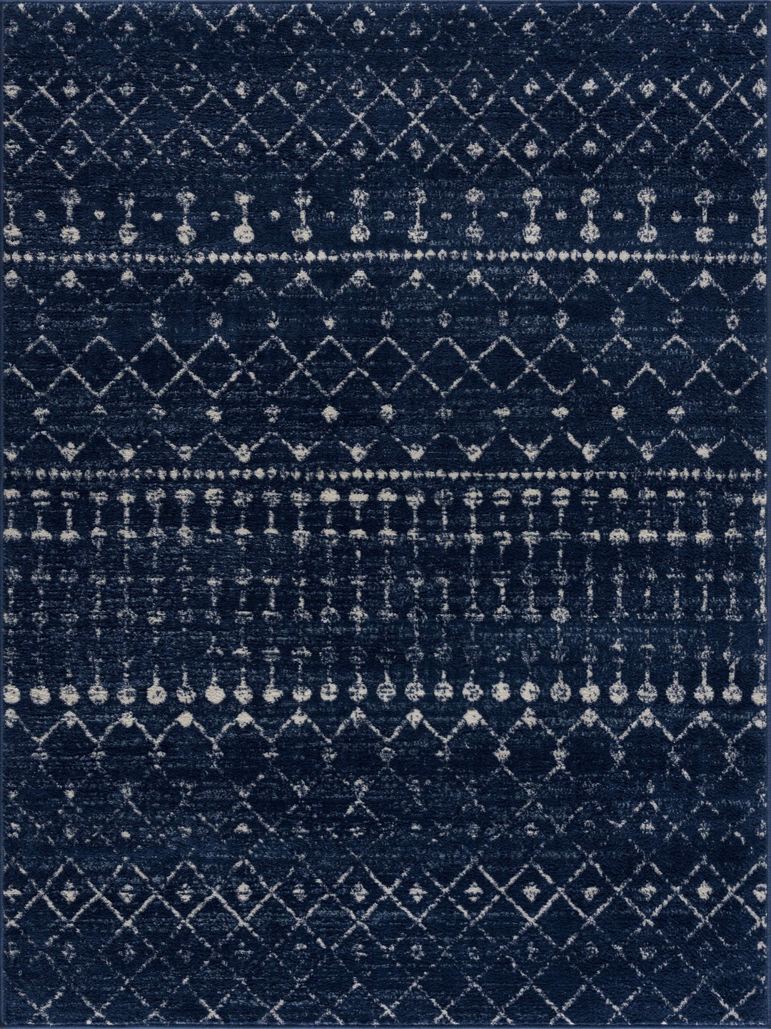 Modern Contemporary Navy and Ivory Low pile Multi size Area Rug - The Rug Decor