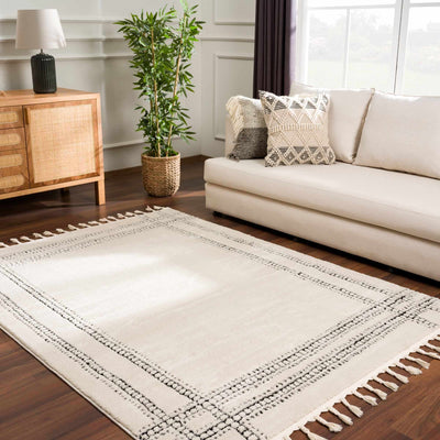 Modern Contemporary Solid Beige and Black High pile Multi Size Area Rug - The Rug Decor