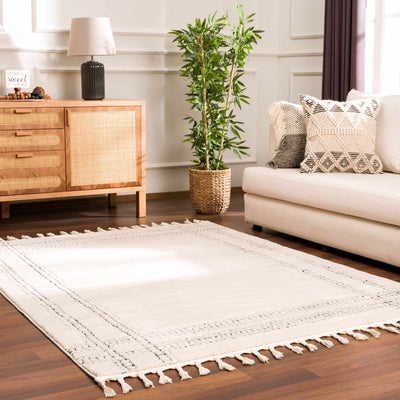 Modern Contemporary Solid Beige and Black High pile Multi Size Area Rug - The Rug Decor