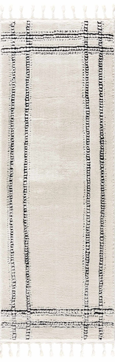 Modern Contemporary Solid Beige and Black High pile Multi Size Area Rug - The Rug Decor