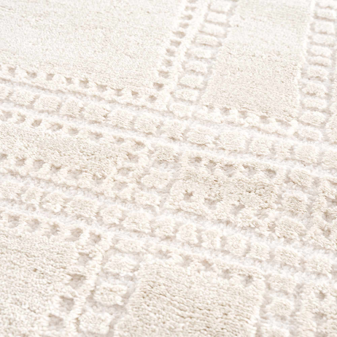 Modern Contemporary Solid Beige and Ivory High pile multi size Area Rug - The Rug Decor