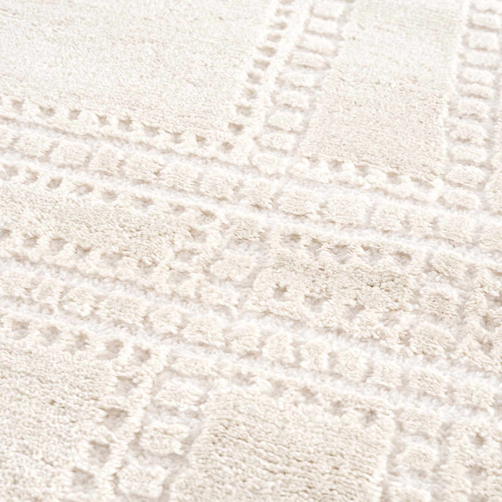 Modern Contemporary Solid Beige and Ivory High pile multi size Area Rug - The Rug Decor