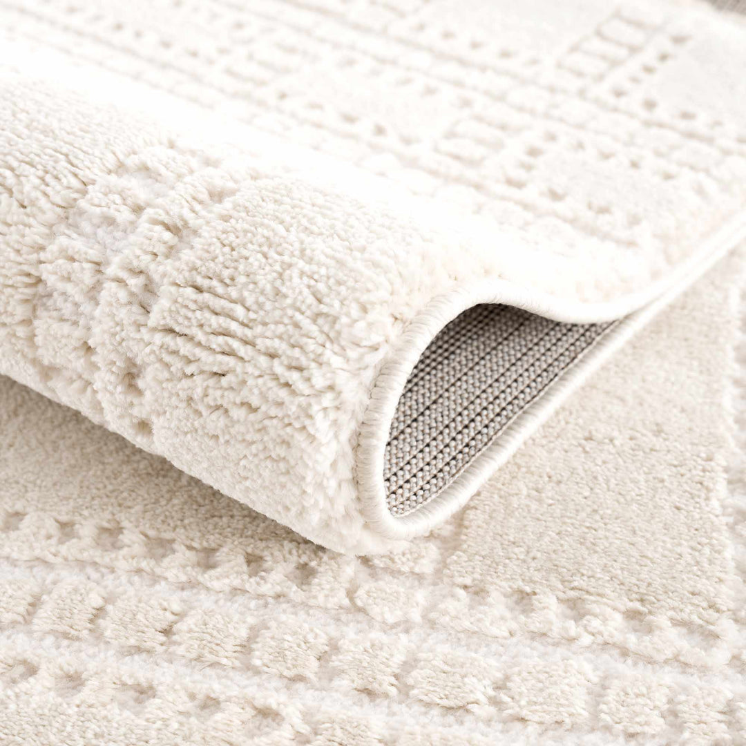 Modern Contemporary Solid Beige and Ivory High pile multi size Area Rug - The Rug Decor