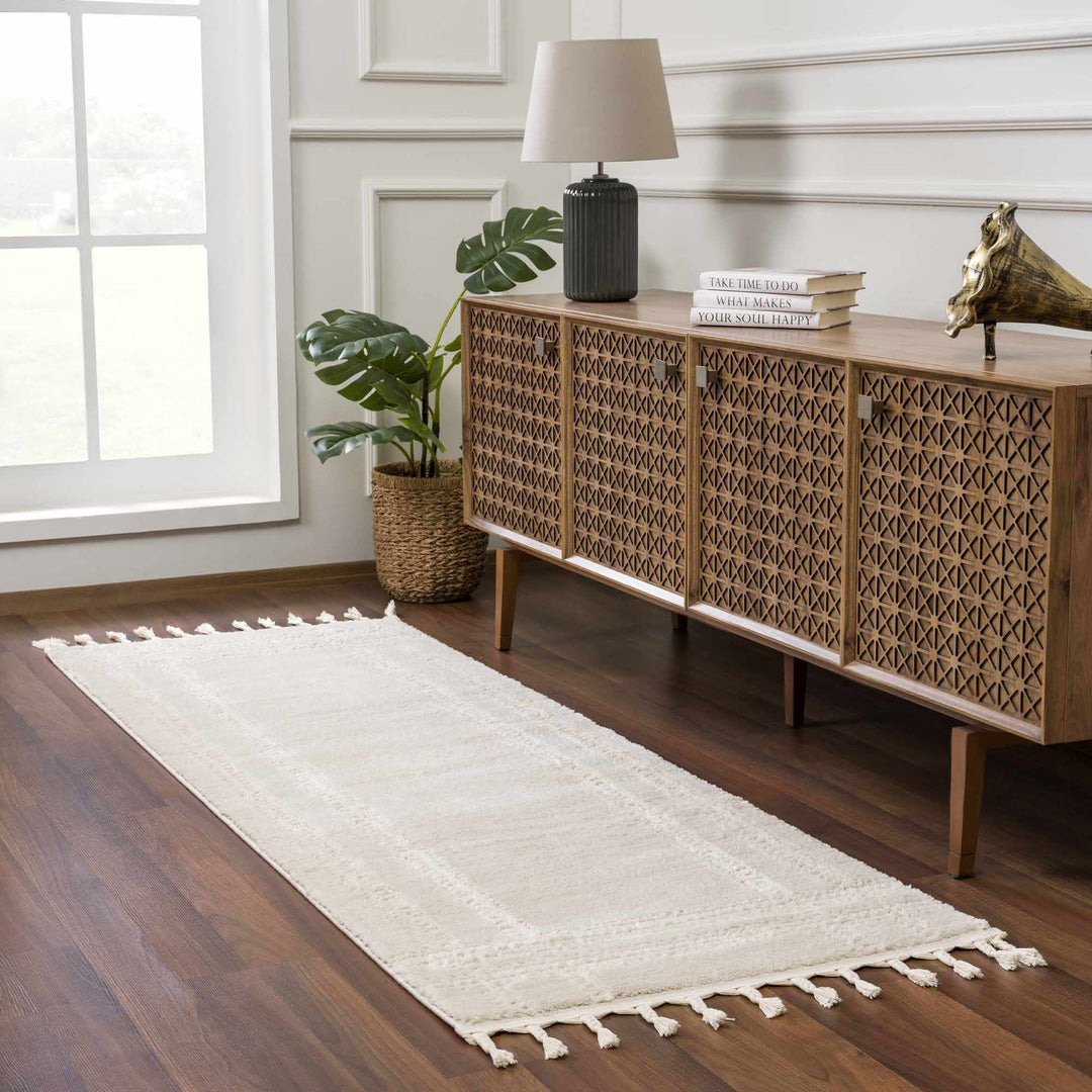 Modern Contemporary Solid Beige and Ivory High pile multi size Area Rug - The Rug Decor