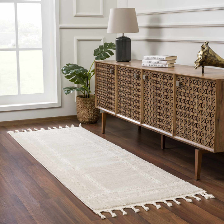 Modern Contemporary Solid Beige and Ivory High pile multi size Area Rug - The Rug Decor