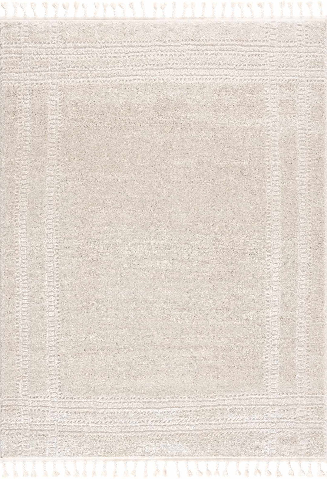 Modern Contemporary Solid Beige and Ivory High pile multi size Area Rug - The Rug Decor