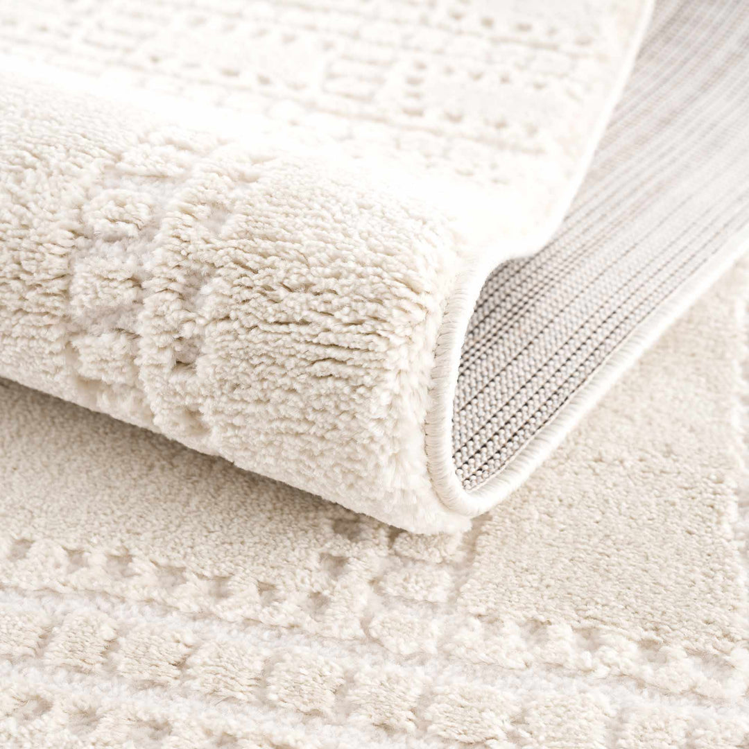 Modern Contemporary Solid Beige and Ivory High pile multi size Area Rug - The Rug Decor