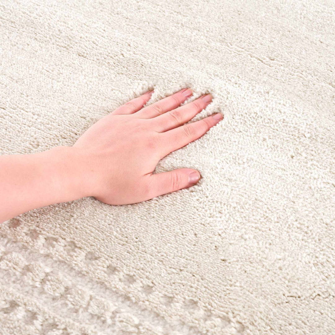 Modern Contemporary Solid Beige and Ivory High pile multi size Area Rug - The Rug Decor