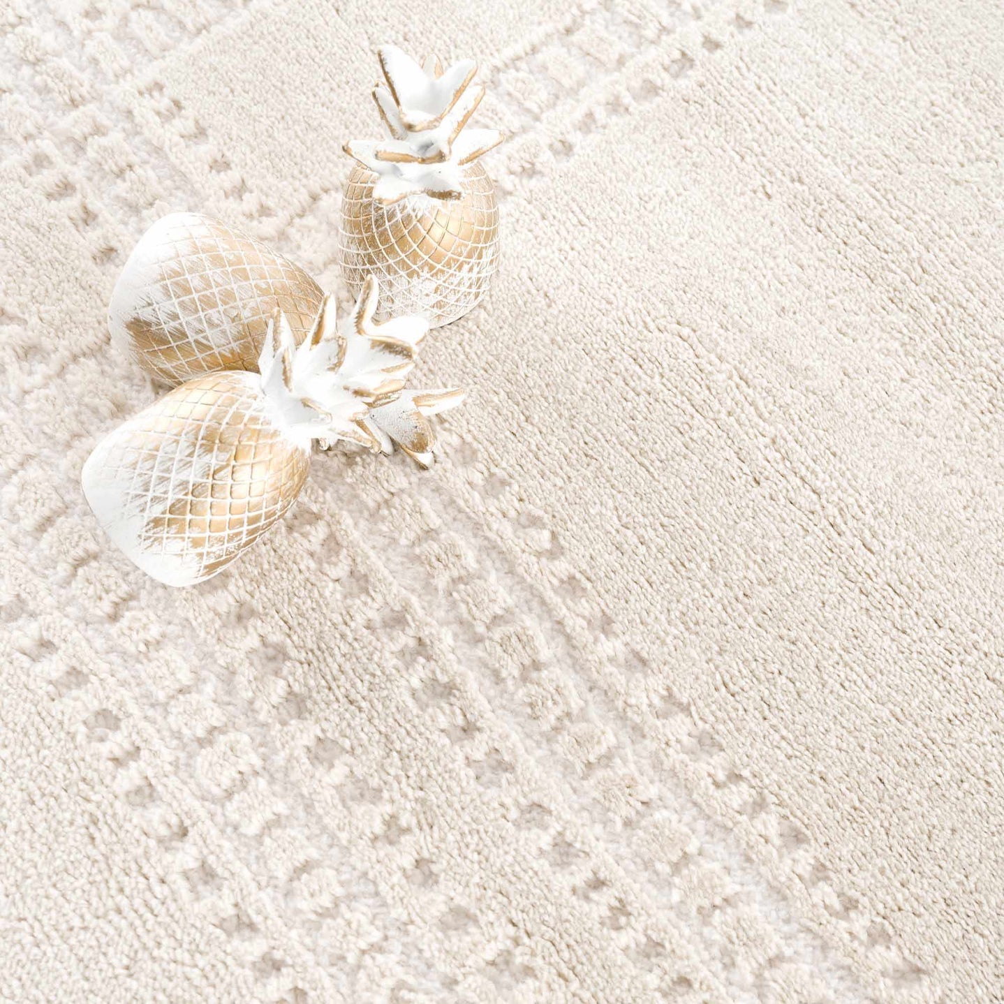 Modern Contemporary Solid Beige and Ivory High pile multi size Area Rug - The Rug Decor