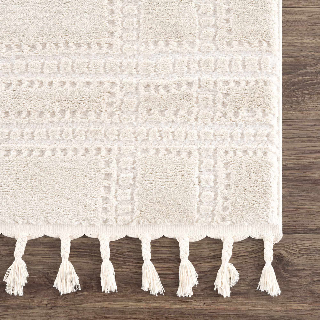 Modern Contemporary Solid Beige and Ivory High pile multi size Area Rug - The Rug Decor