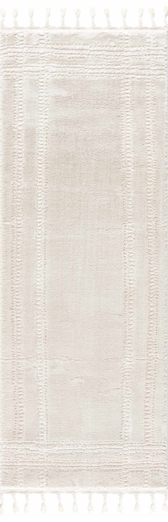 Modern Contemporary Solid Beige and Ivory High pile multi size Area Rug - The Rug Decor