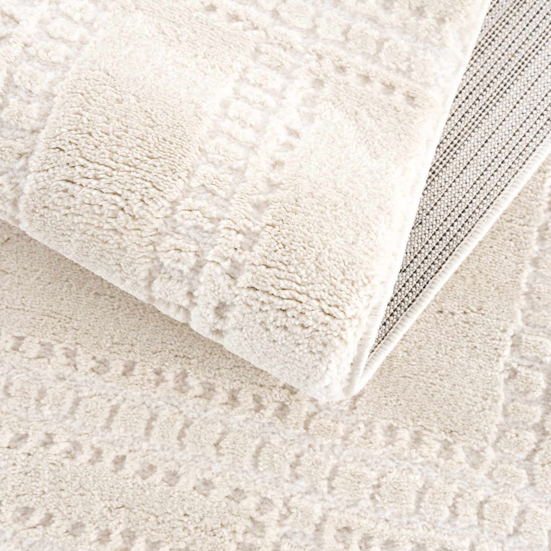 Modern Contemporary Solid Beige and Ivory High pile multi size Area Rug - The Rug Decor