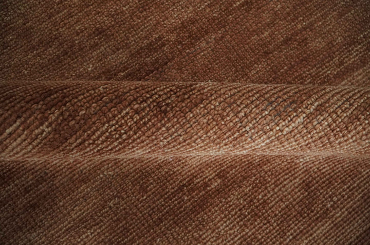 Modern Contemporary Solid Brick Red Hand knotted 8x10 wool Area Rug - The Rug Decor