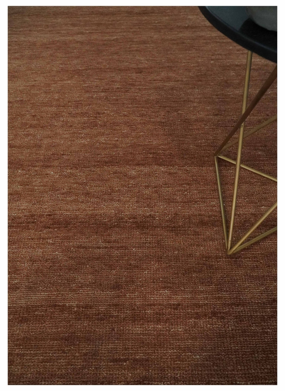 Modern Contemporary Solid Brick Red Hand knotted 8x10 wool Area Rug - The Rug Decor
