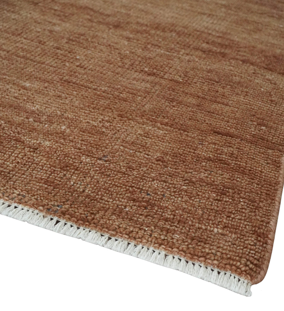 Modern Contemporary Solid Brick Red Hand knotted 8x10 wool Area Rug - The Rug Decor