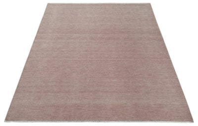 Modern Contemporary Solid Peach Hand knotted 8x10 wool Area Rug - The Rug Decor