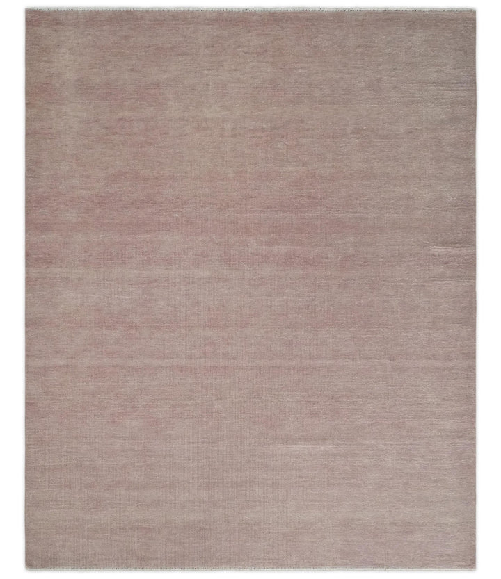Modern Contemporary Solid Peach Hand knotted 8x10 wool Area Rug - The Rug Decor