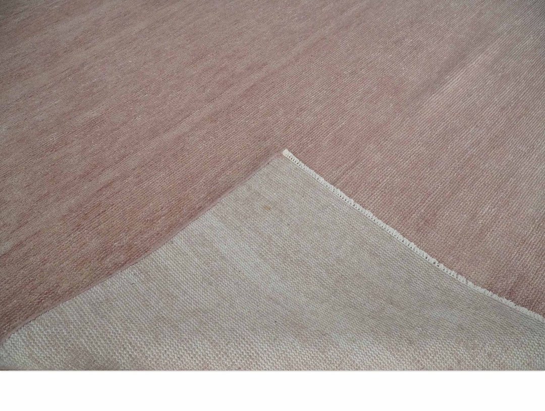 Modern Contemporary Solid Peach Hand knotted 8x10 wool Area Rug - The Rug Decor