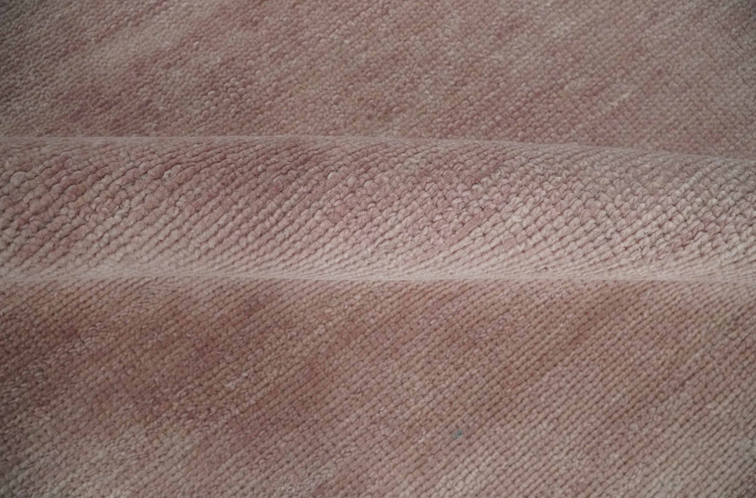 Modern Contemporary Solid Peach Hand knotted 8x10 wool Area Rug - The Rug Decor