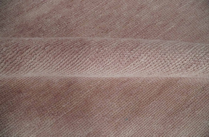 Modern Contemporary Solid Peach Hand knotted 8x10 wool Area Rug - The Rug Decor