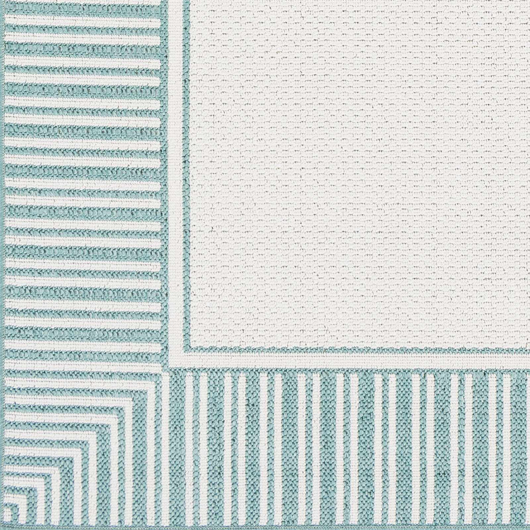 Modern Contemporary Solid Teal and Ivory Multi Size Area Rug - The Rug Decor