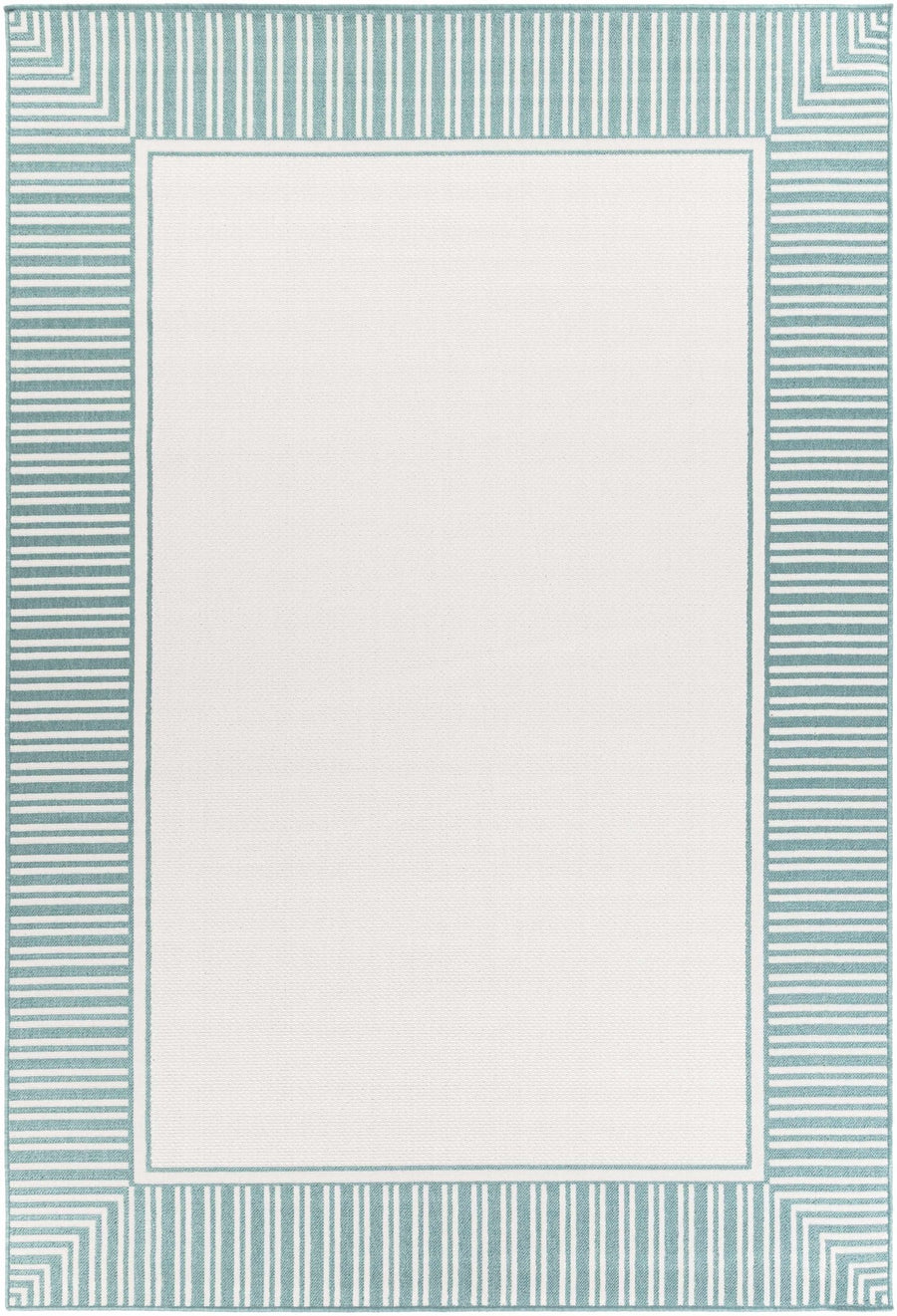 Modern Contemporary Solid Teal and Ivory Multi Size Area Rug - The Rug Decor