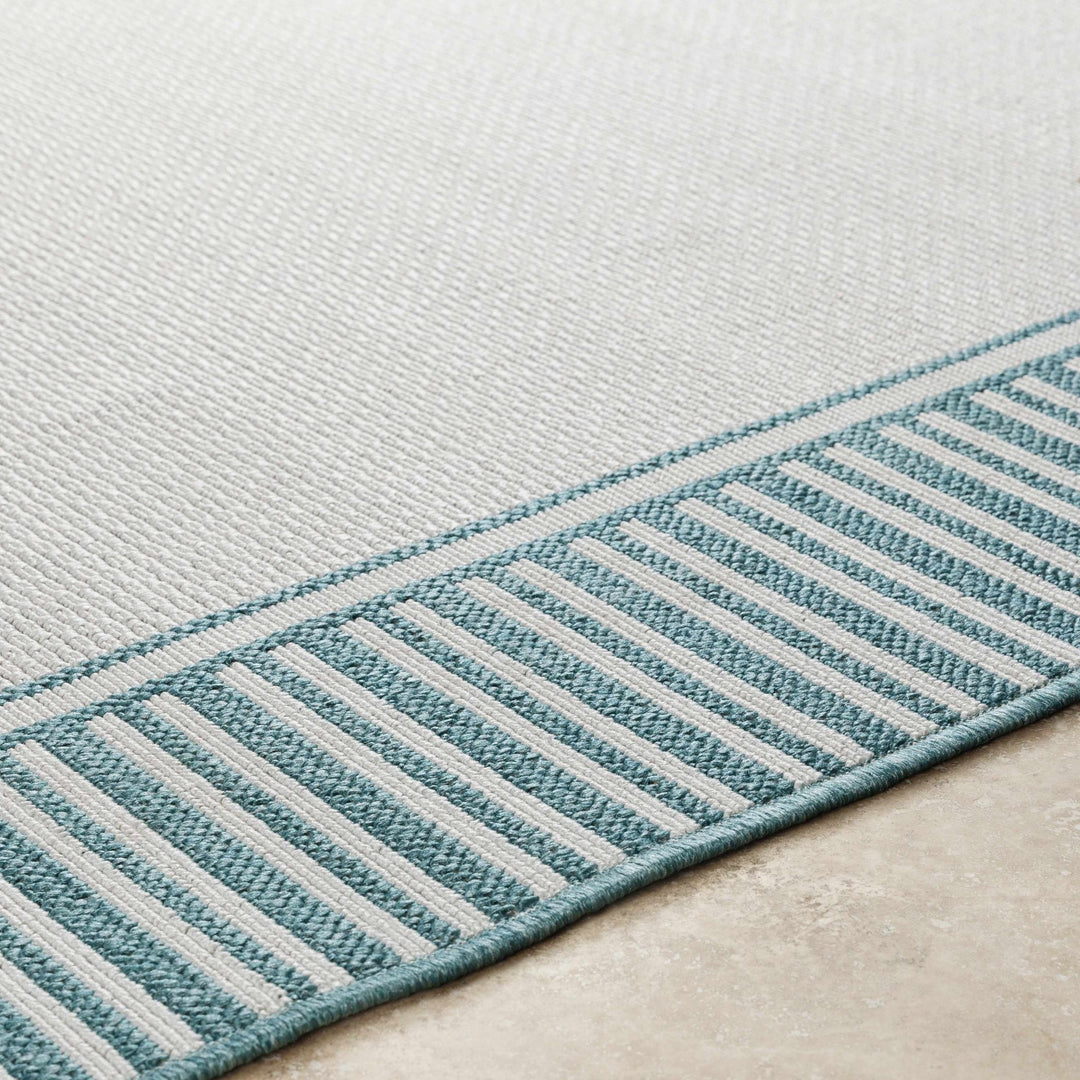 Modern Contemporary Solid Teal and Ivory Multi Size Area Rug - The Rug Decor