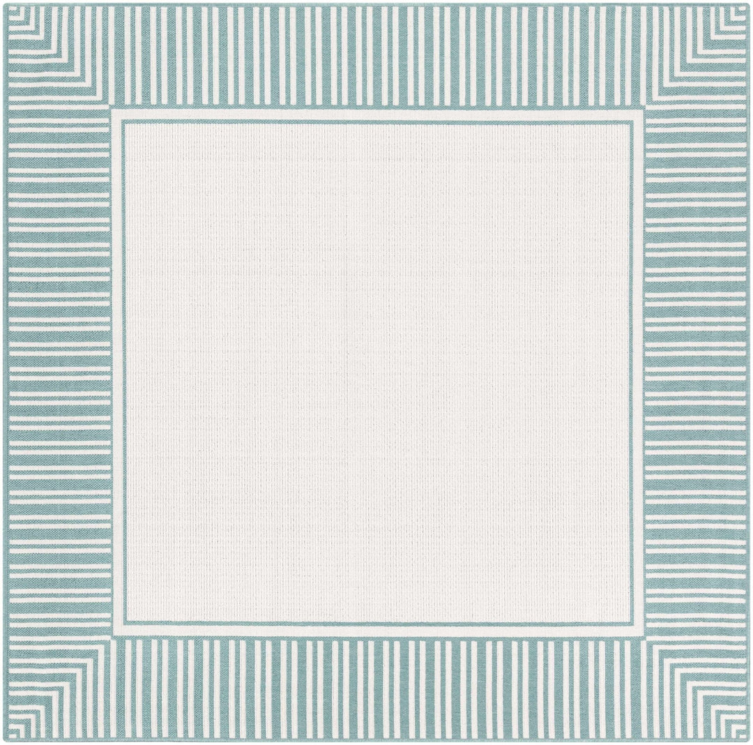 Modern Contemporary Solid Teal and Ivory Multi Size Area Rug - The Rug Decor